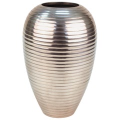 Art Deco Style Ribbed Metal Vase