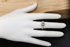 Art Deco Ring 18k Light Yellow Diamond and Blue Sapphire (#2_24)