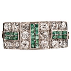 Art deco style ring adorned with 14 pavè set old mine diamonds.