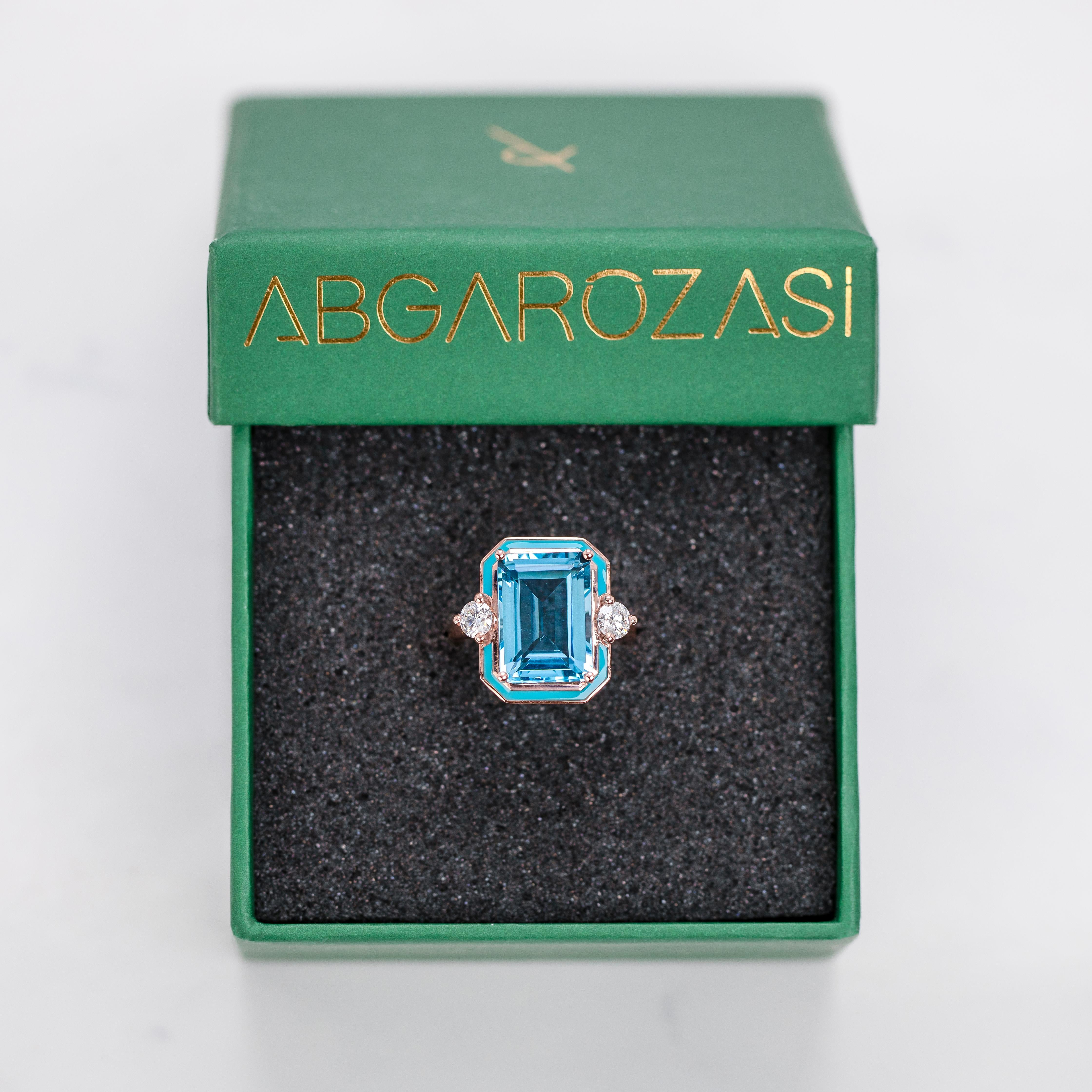 Bague de style Art déco, topaze ciel et moissanite, plaquée or argent 925 en vente 4