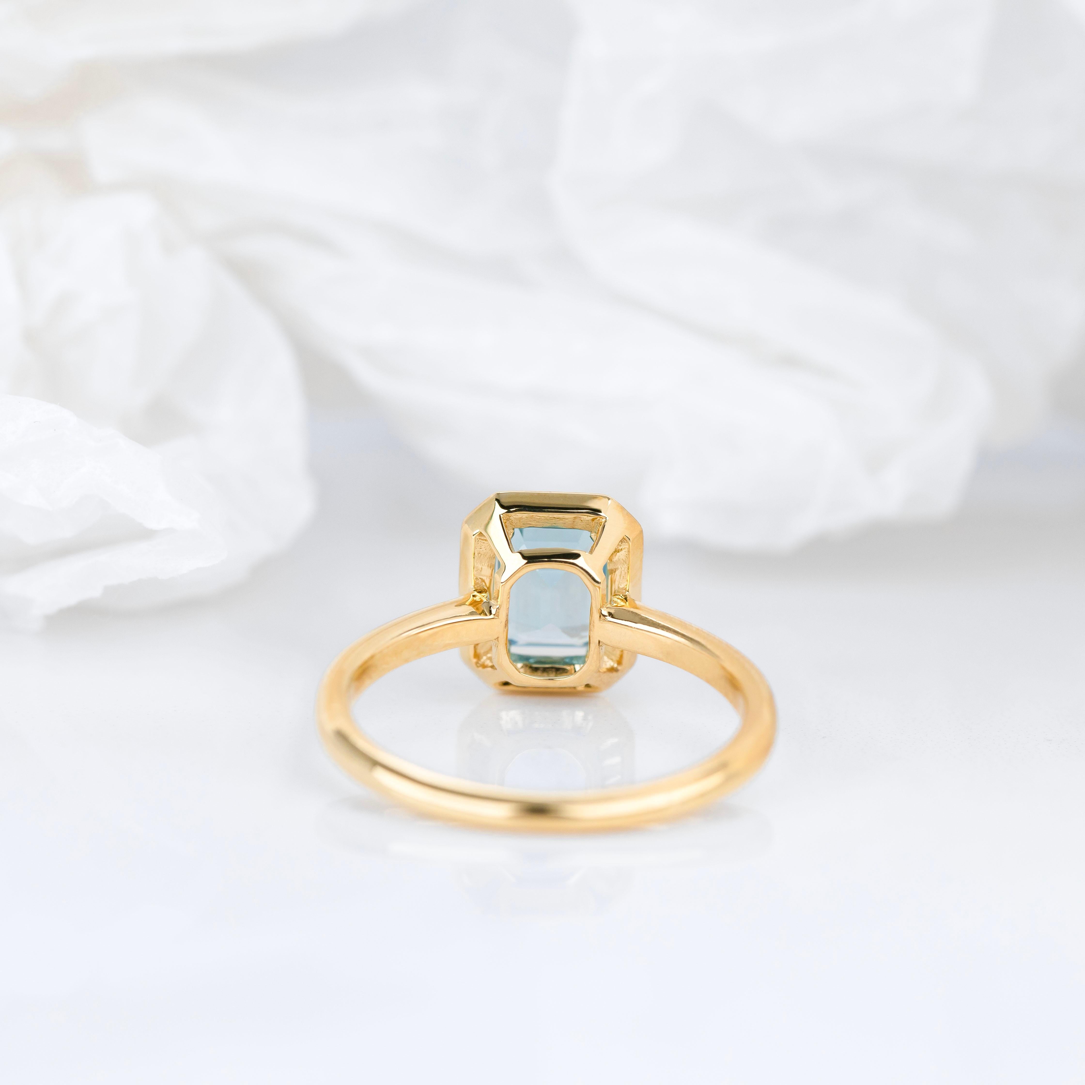 Art Deco Style Ring, Sky Topaz Stone and Colorful Enamel ,  925 Sterling Silver For Sale 2