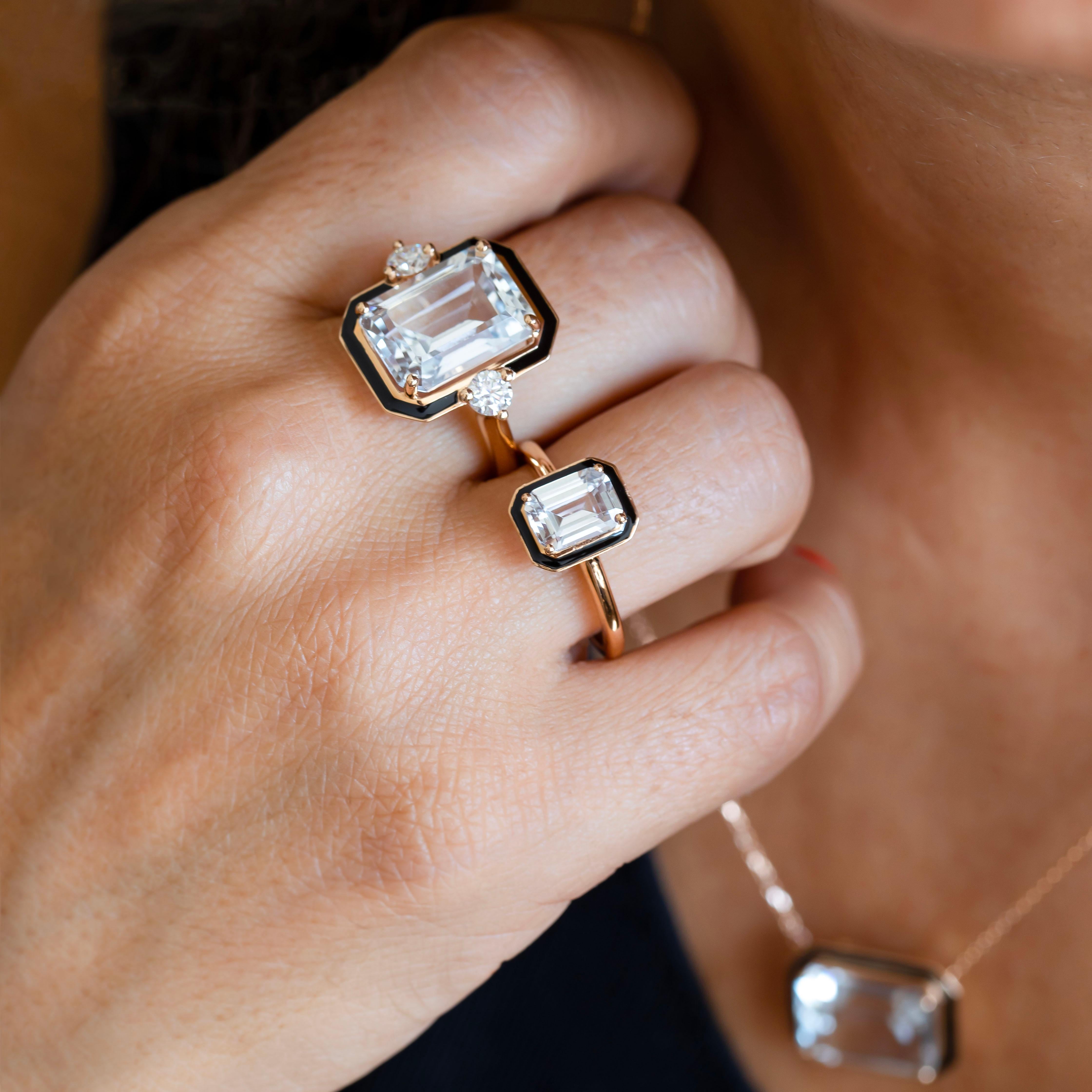 Art Deco Style Ring, Topaz and Moissanite Stone Ring, 925 Sterling Silver Ring For Sale 3
