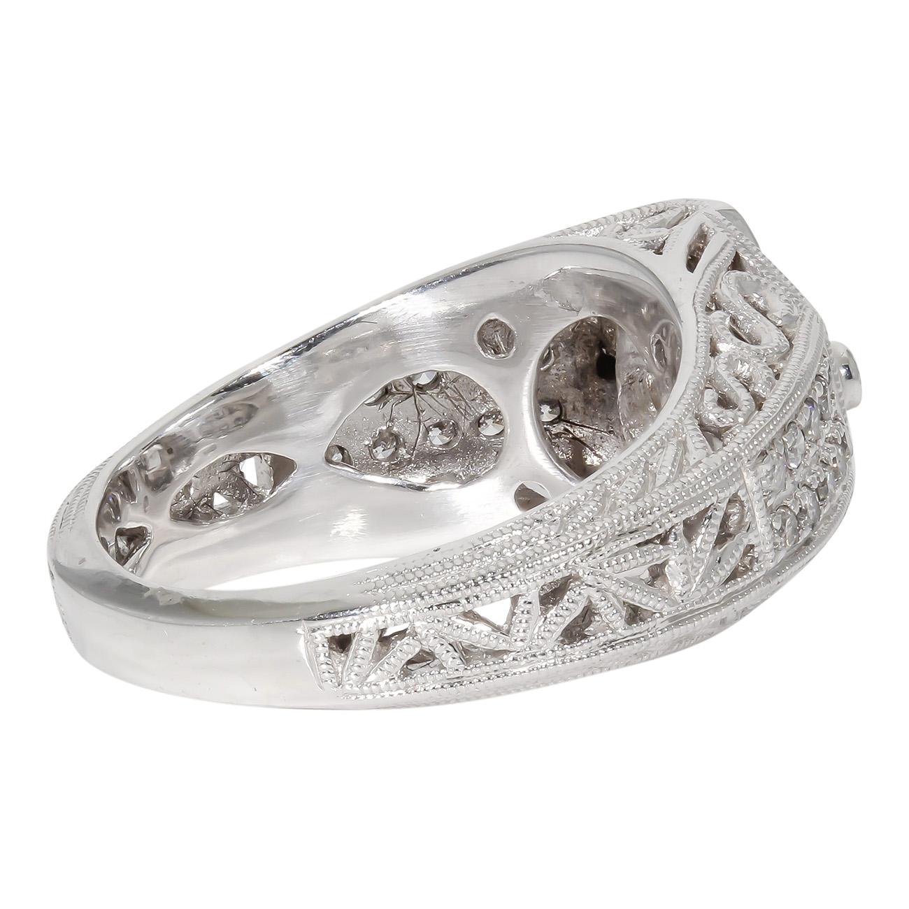 Round Cut Art Deco Style Ring w/ 1.01ct. Round Diamond Center.  D1.31ct.t.w. For Sale