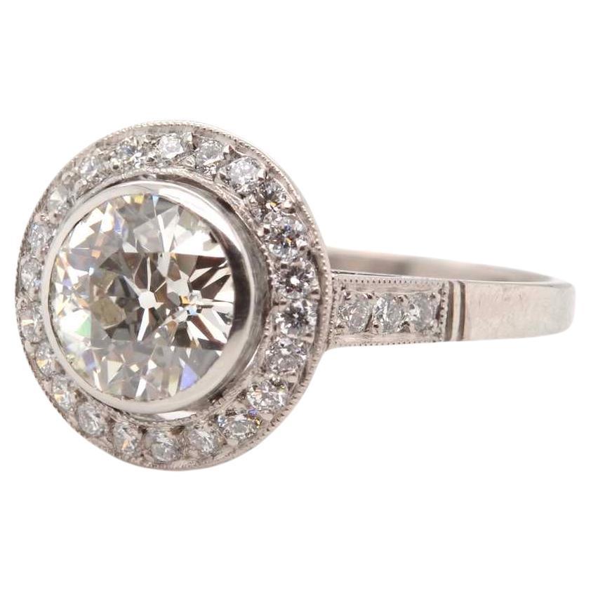 Art Déco style ring with antique cut diamond of 1.20 carat I/Vs2  For Sale