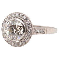 Art Déco style ring with antique cut diamond of 1.20 carat I/Vs2 