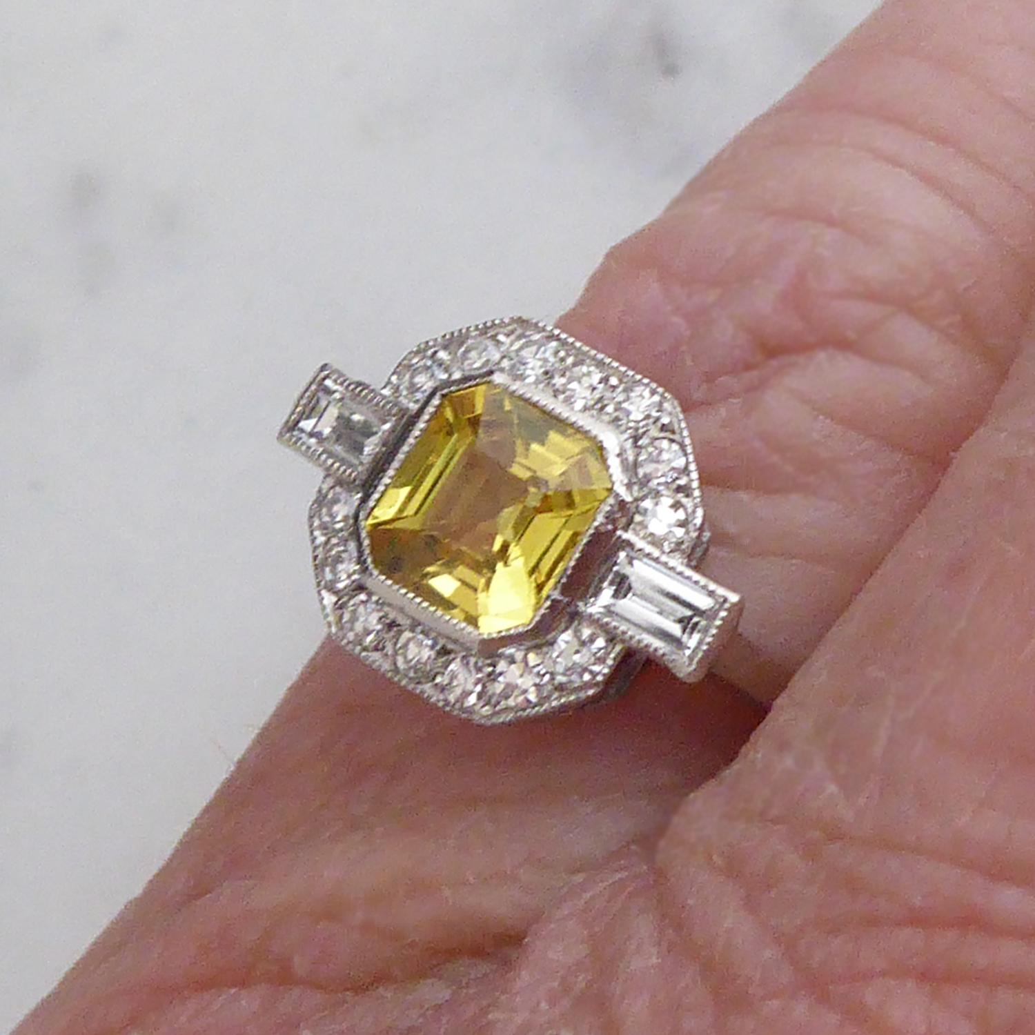 art deco yellow sapphire ring