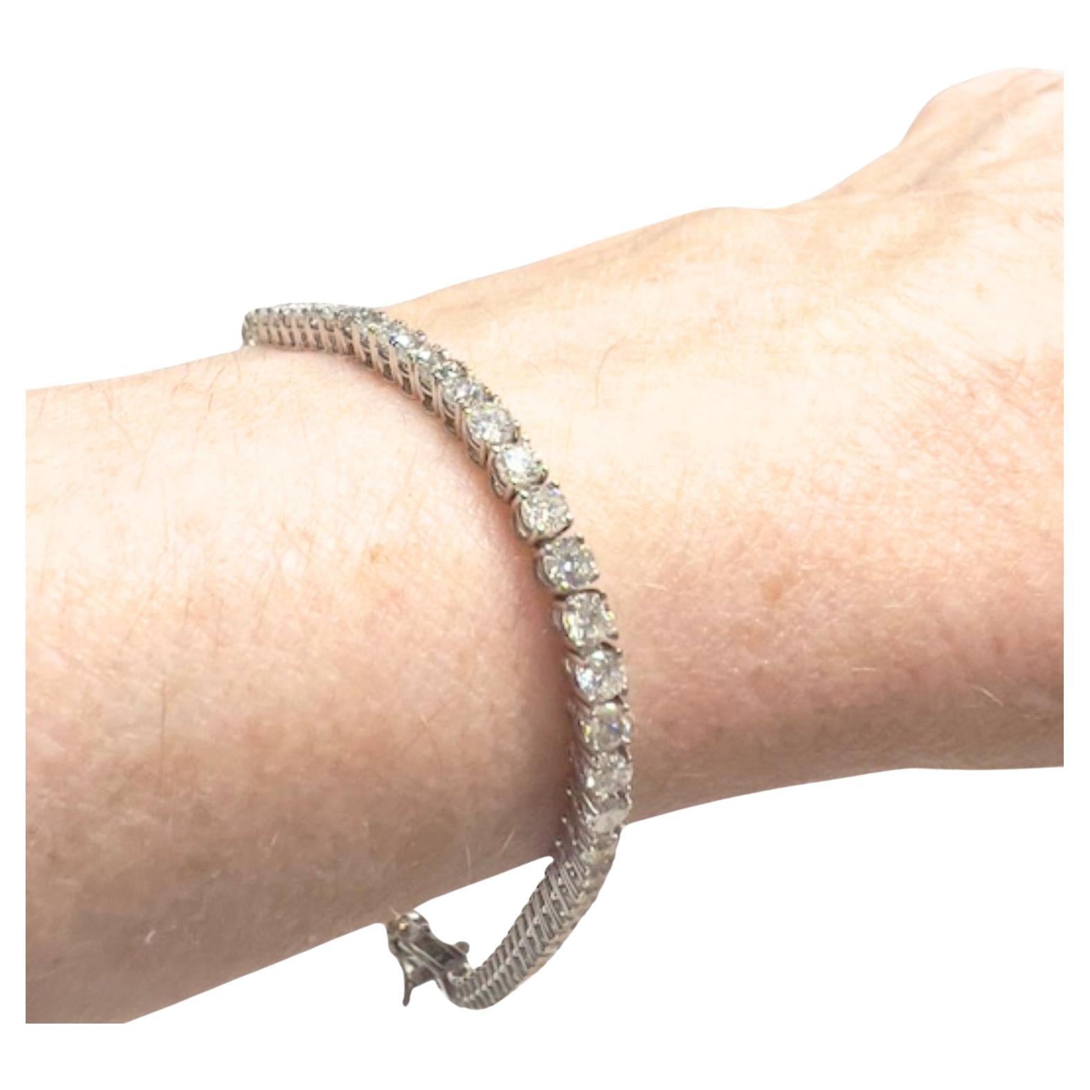 Brilliant Cut Art Deco Style Riviera Diamond white Gold Bracelet