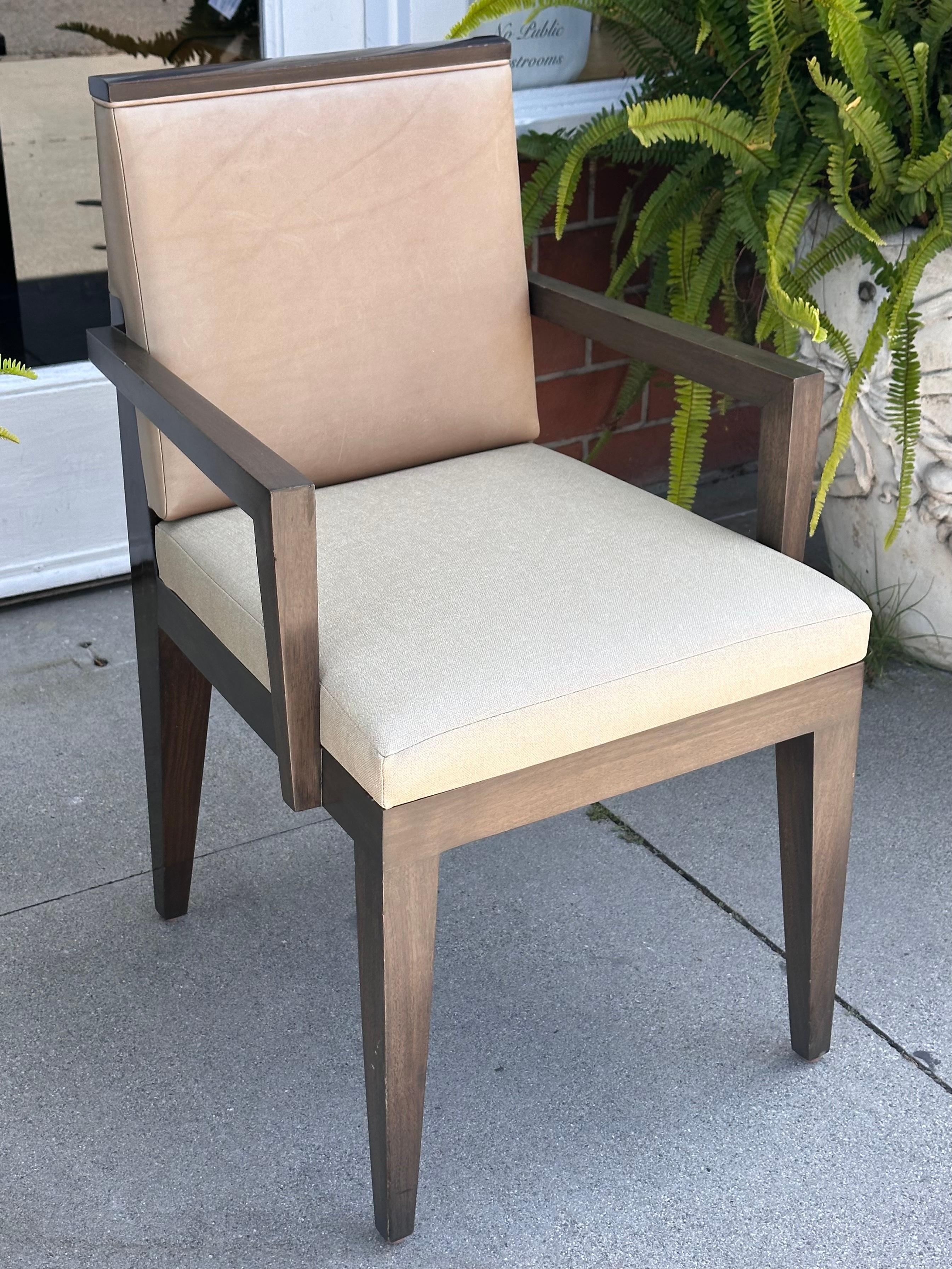 Art Deco Style Robert Marinelli Leather Arm Chair For Sale 2