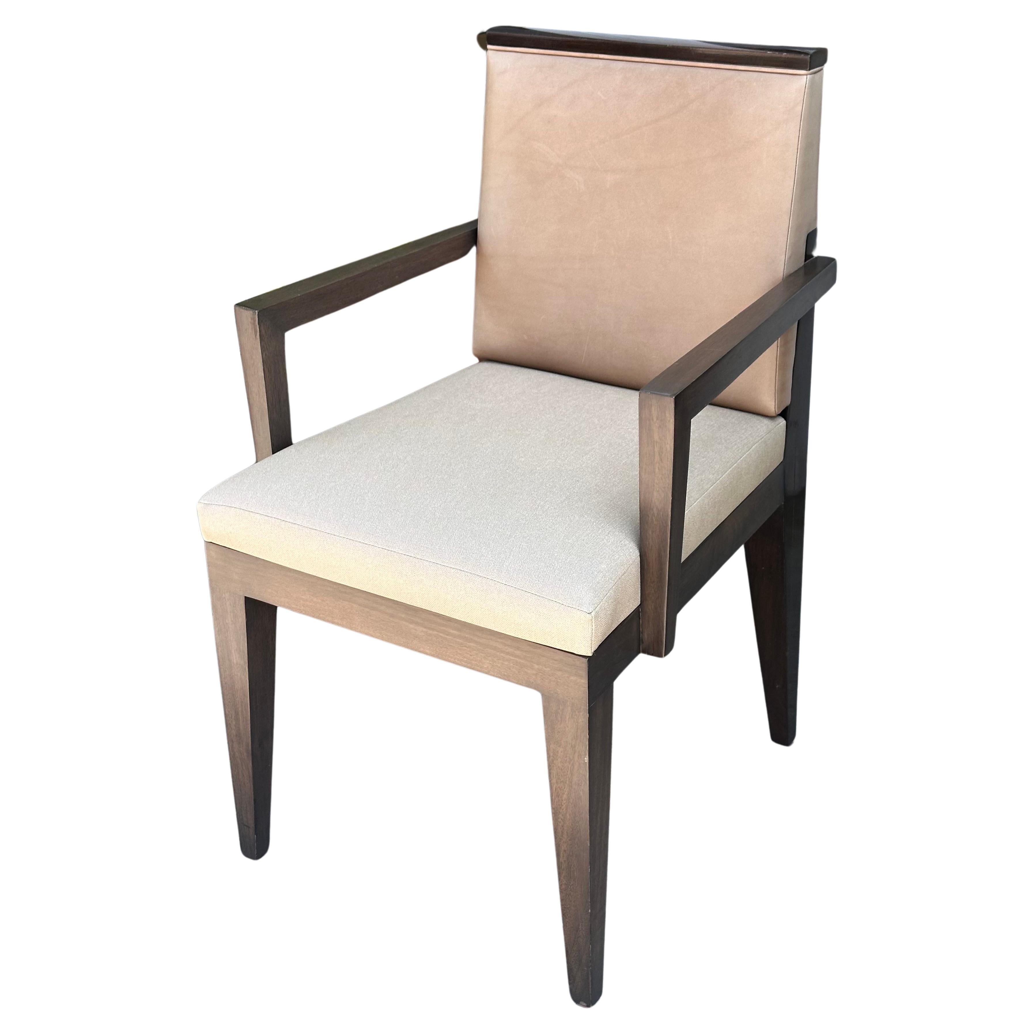 Art Deco Style Robert Marinelli Leather Arm Chair For Sale