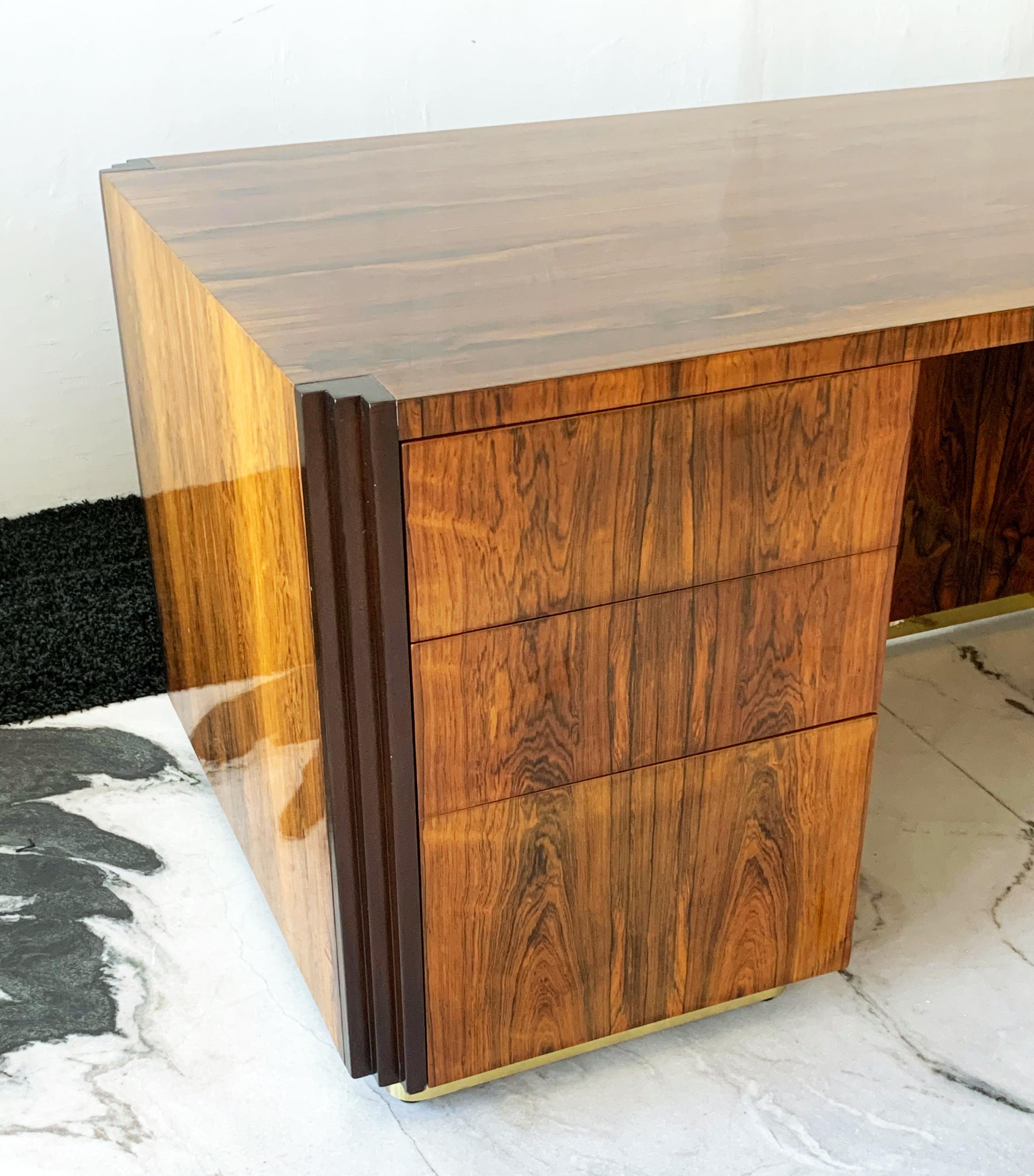 Art Deco Style Rosewood and Brass Executive Desk 6