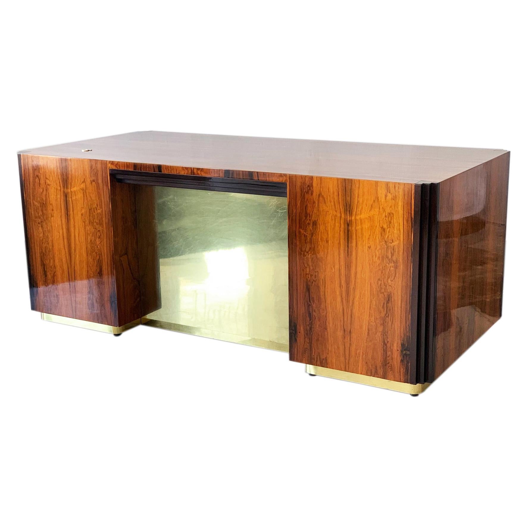 Art Deco Style Rosewood and Brass Executive Desk