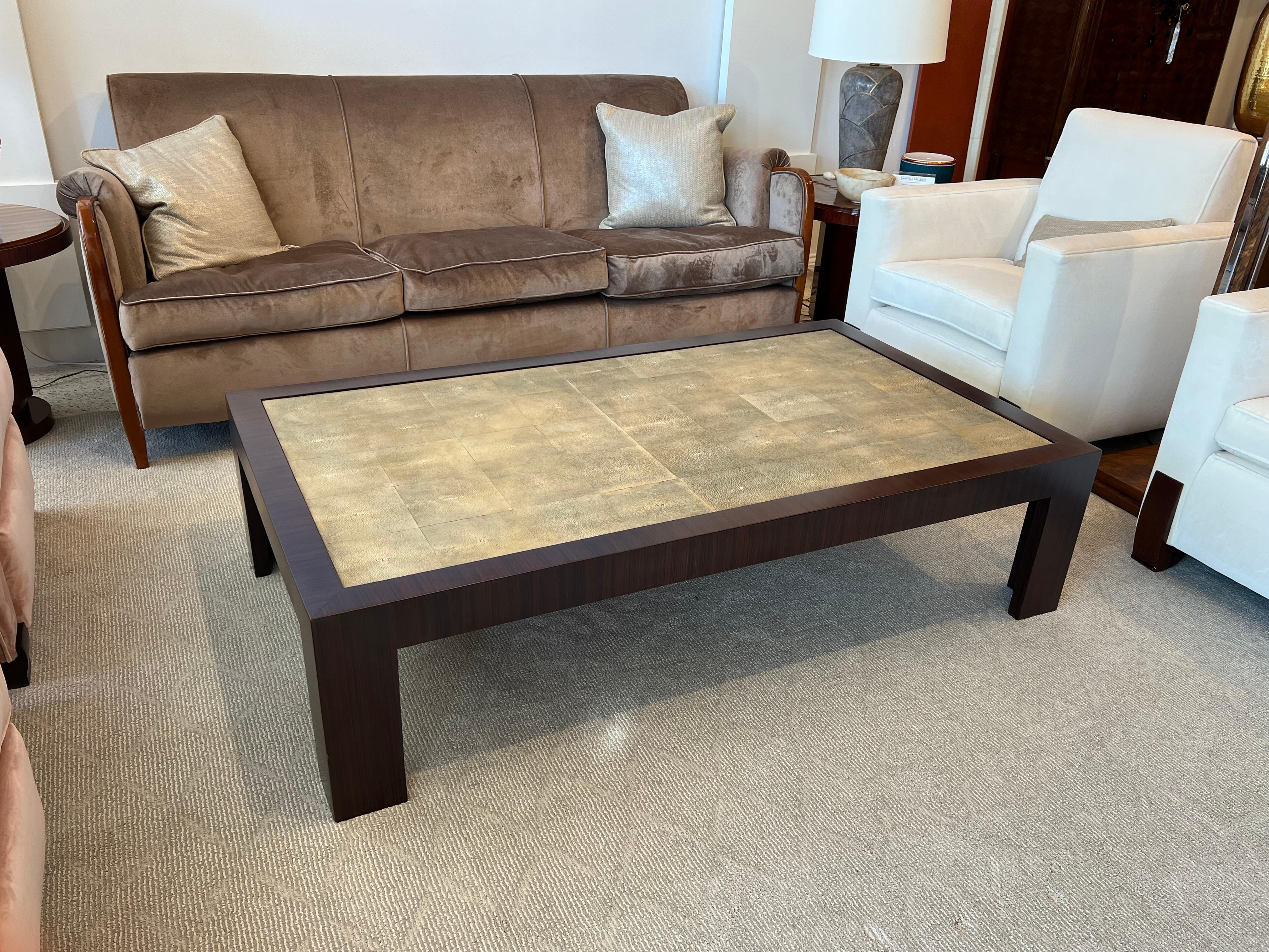 Art Deco Style Rosewood and Shagreen Coffee Table In Good Condition For Sale In Miami, FL