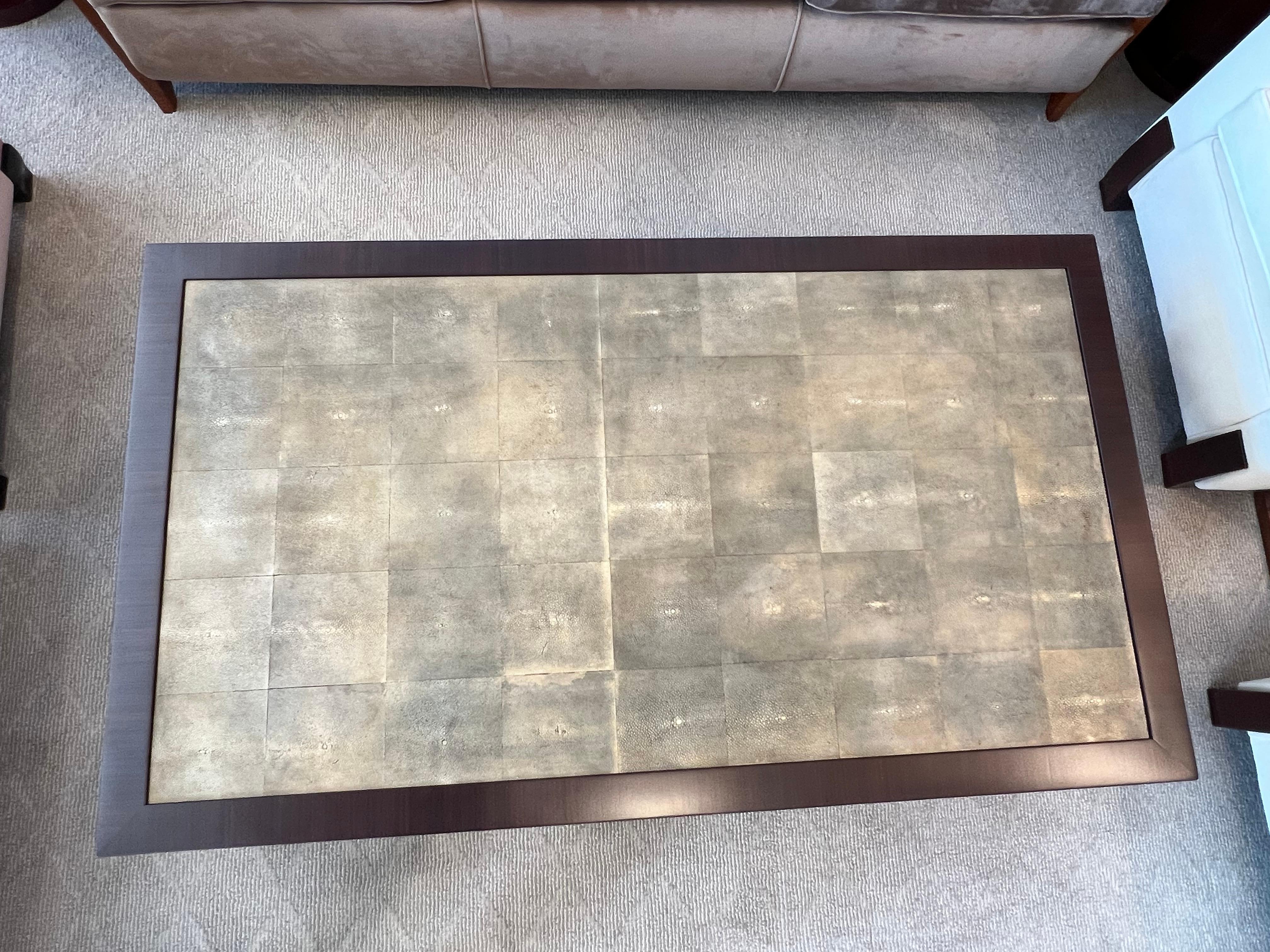 20th Century Art Deco Style Rosewood and Shagreen Coffee Table For Sale