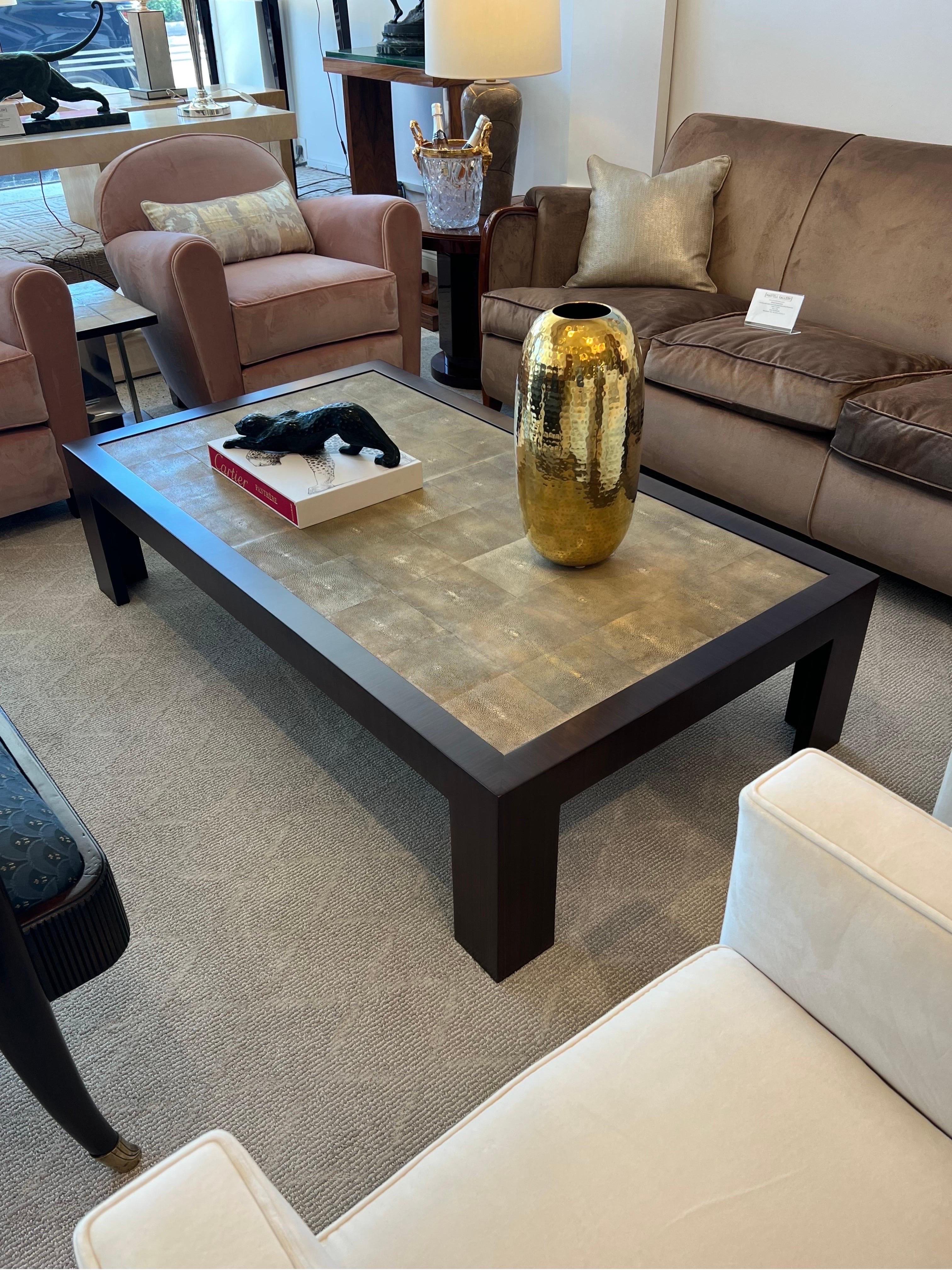 Art Deco Style Rosewood and Shagreen Coffee Table For Sale 1