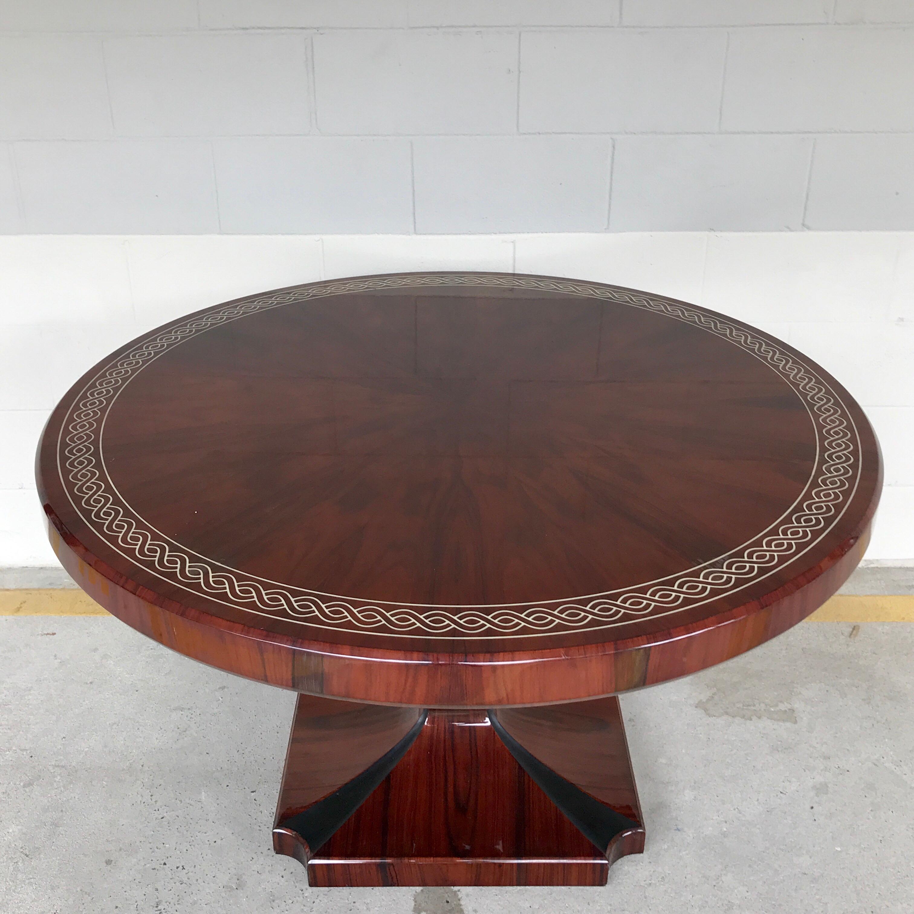 Ebony Art Deco Style Rosewood Centre Table with Lacquer Inlay For Sale