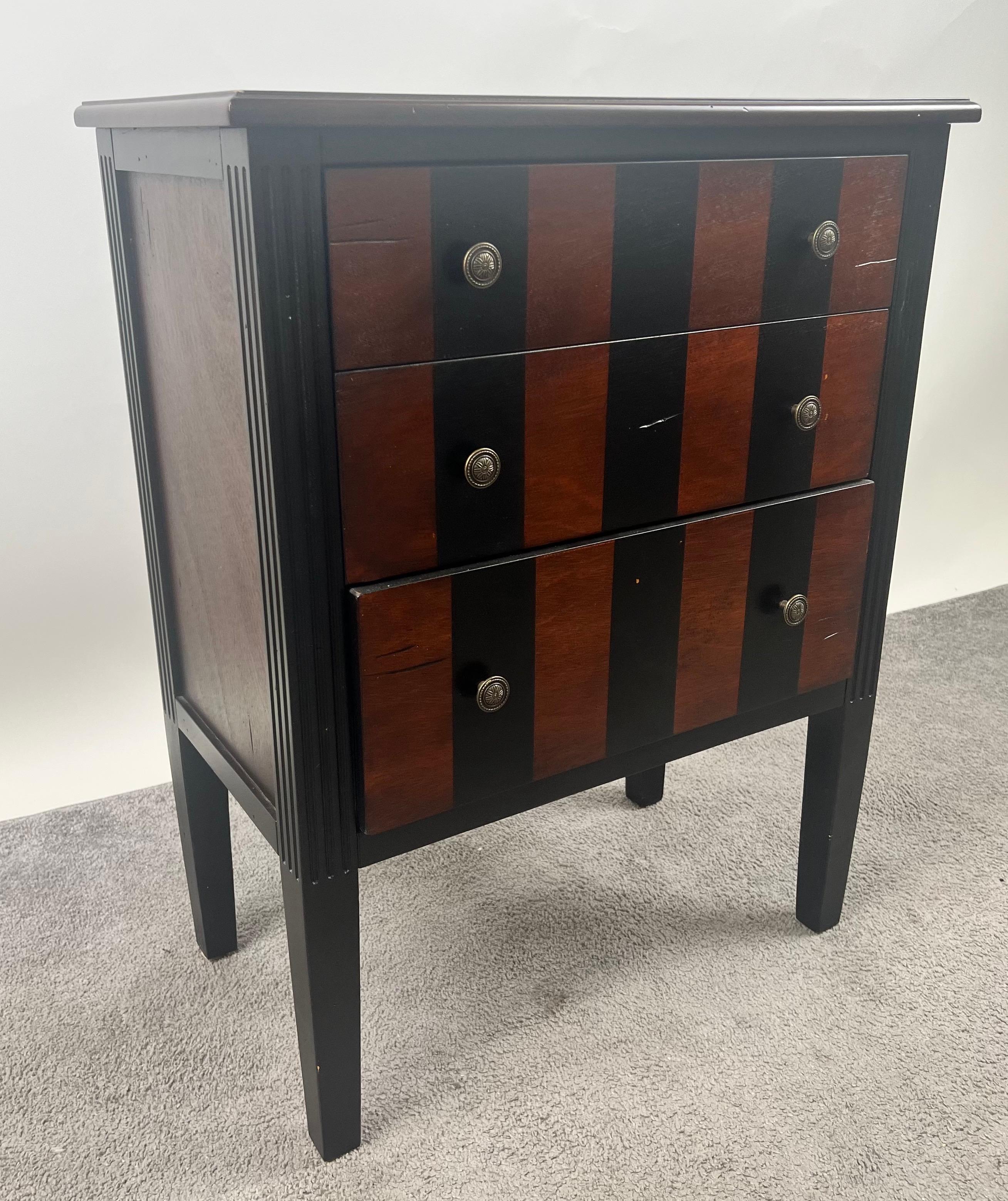 Art Deco Style Rosewood Three - Drawers Nightstand, End Table or Chest In Good Condition For Sale In Plainview, NY