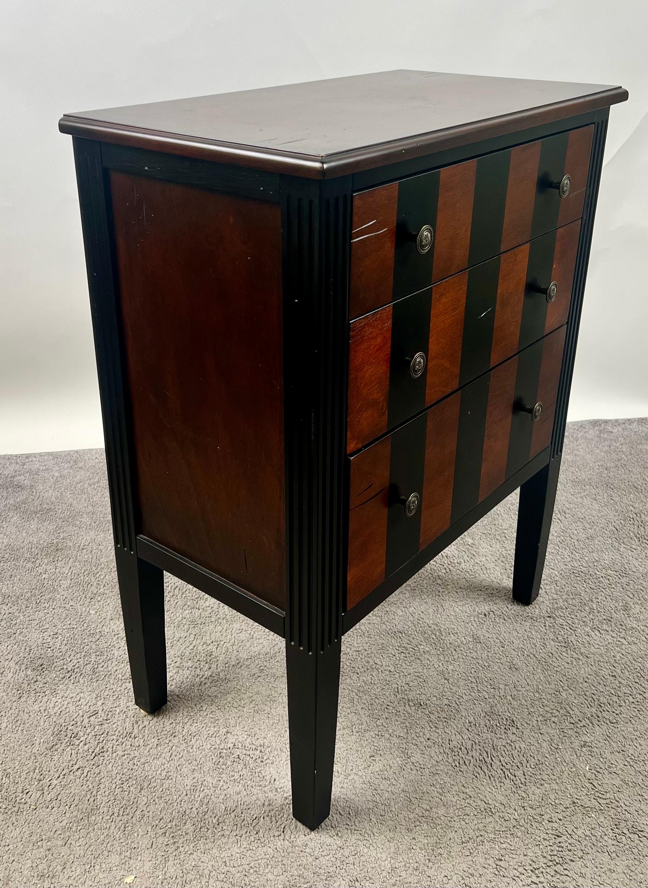 20th Century Art Deco Style Rosewood Three - Drawers Nightstand, End Table or Chest For Sale