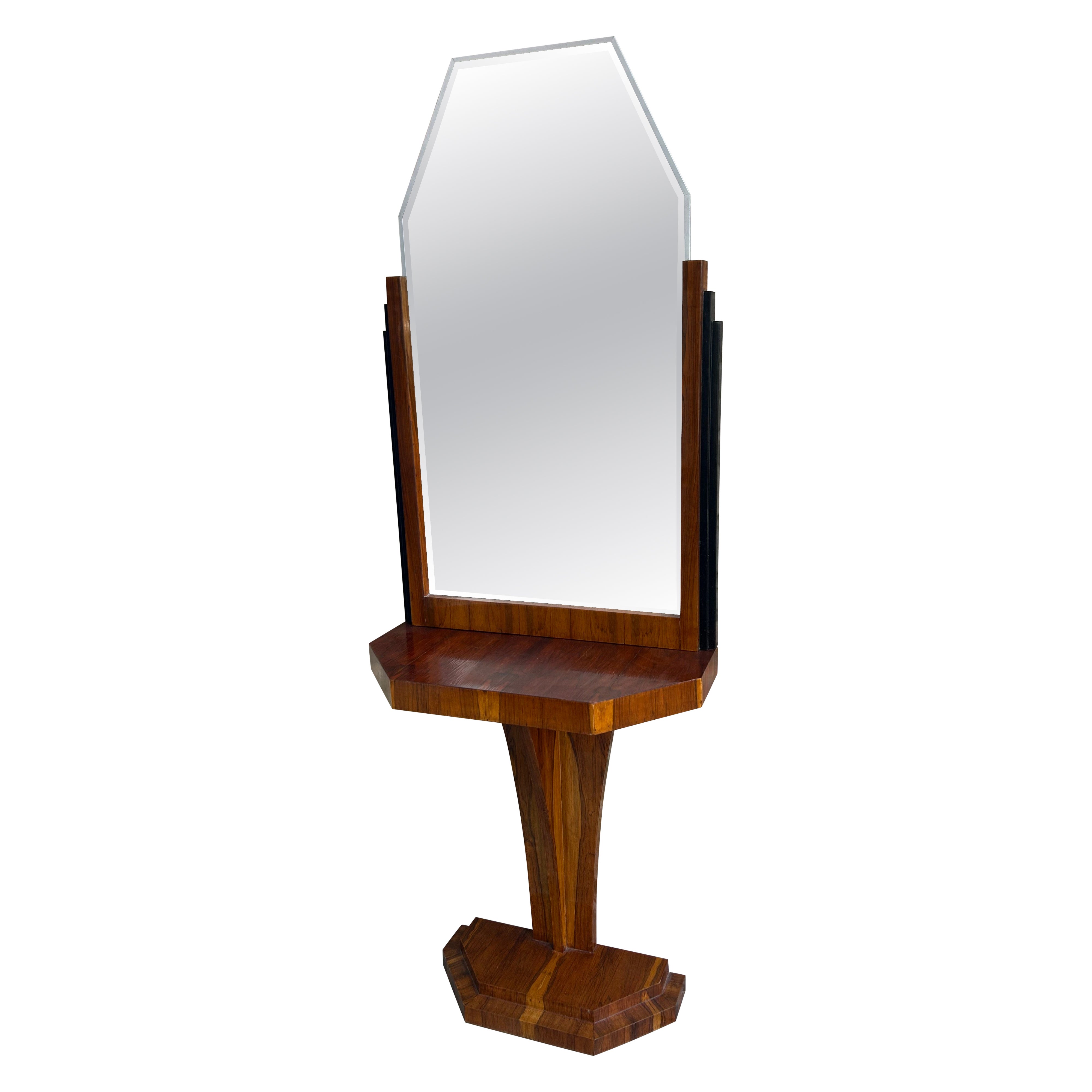 Table console en placage de bois de rose pour couloir, style Art Deco