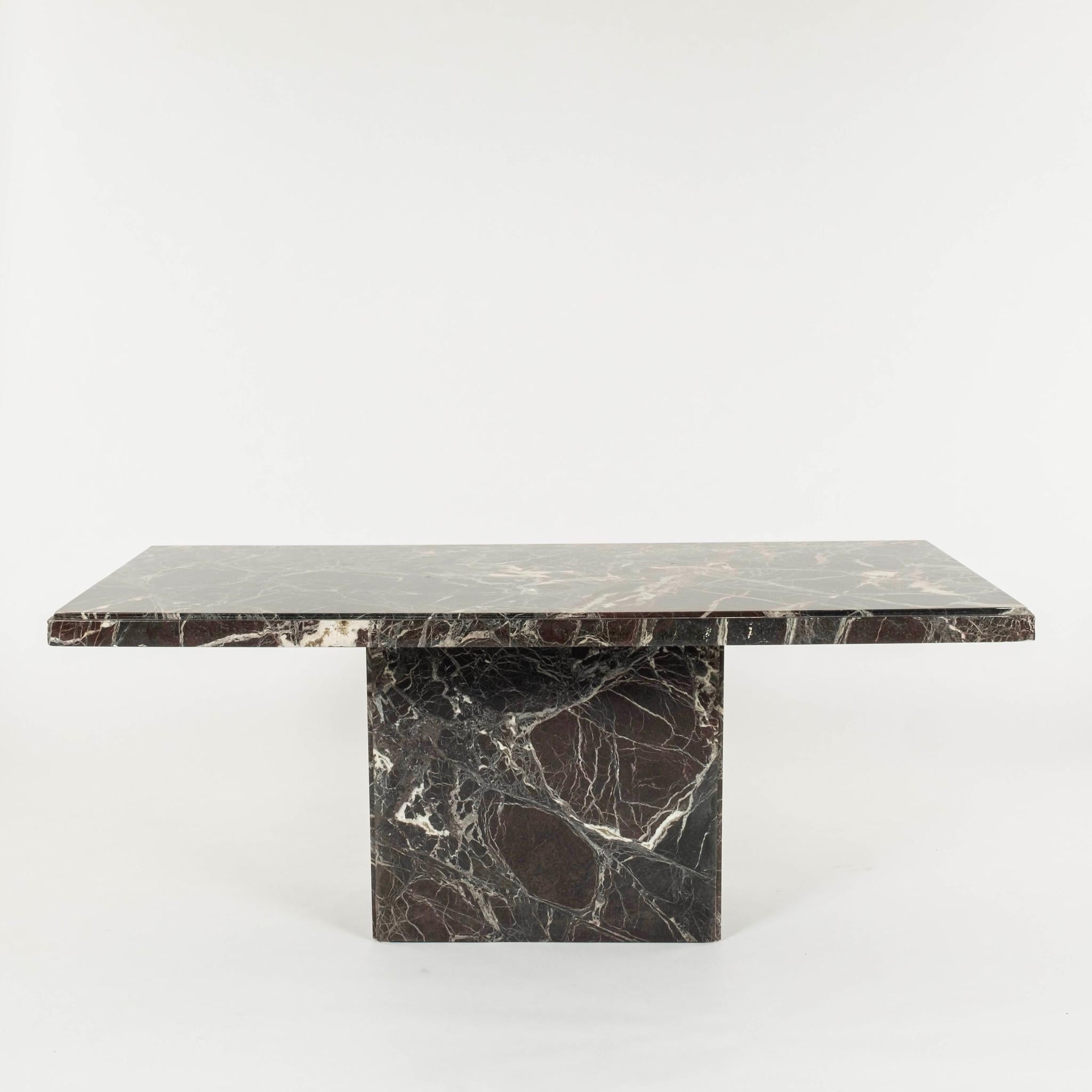 20th Century Rosso Levanto marble dining table.