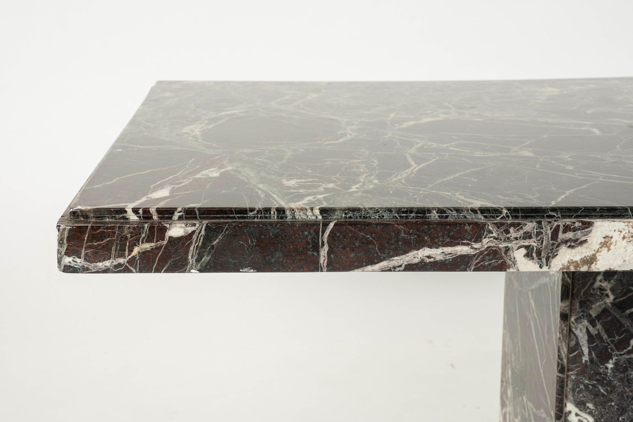 Art Deco Style Rosso Levanto Marble Library/Dining Table In Good Condition For Sale In Houston, TX