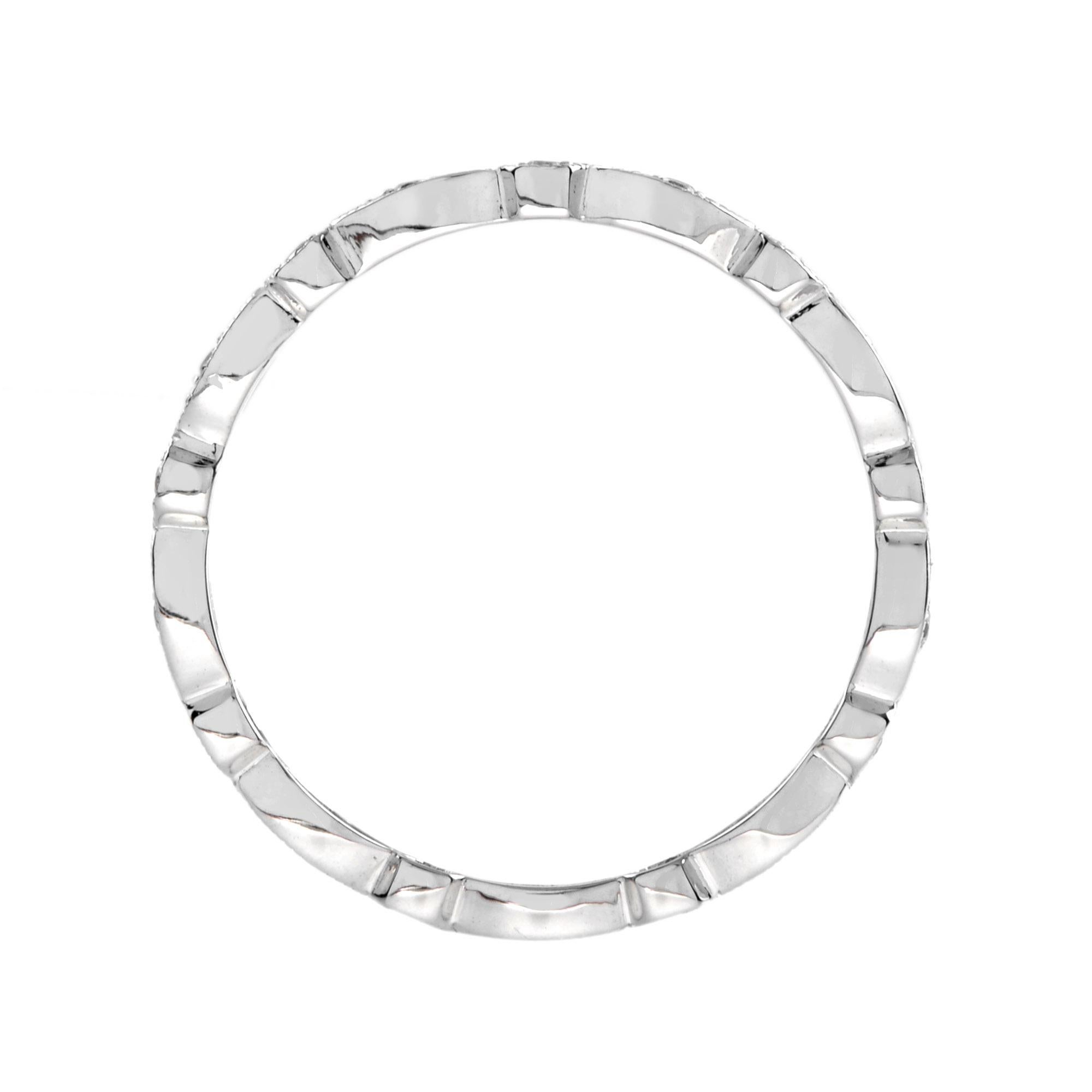 For Sale:  Art Deco Style Round and Marquise Diamond Eternity Band Ring in 18K White Gold 4