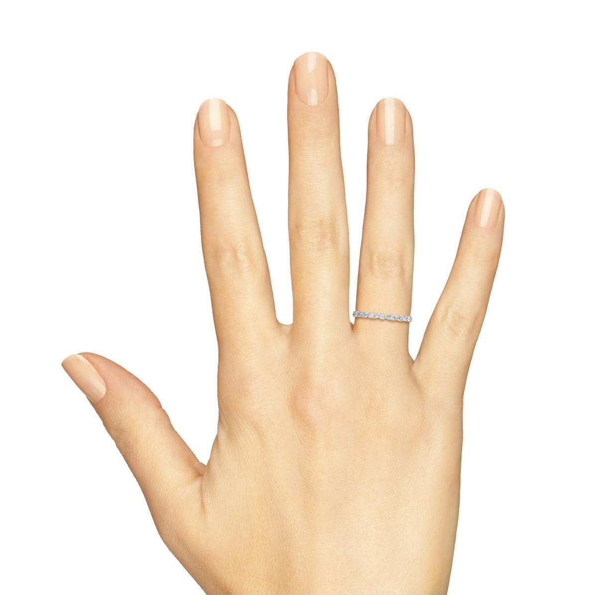 Eternity-Ring aus 18 Karat Weißgold mit rundem und Marquise-Diamant im Art-déco-Stil () 2