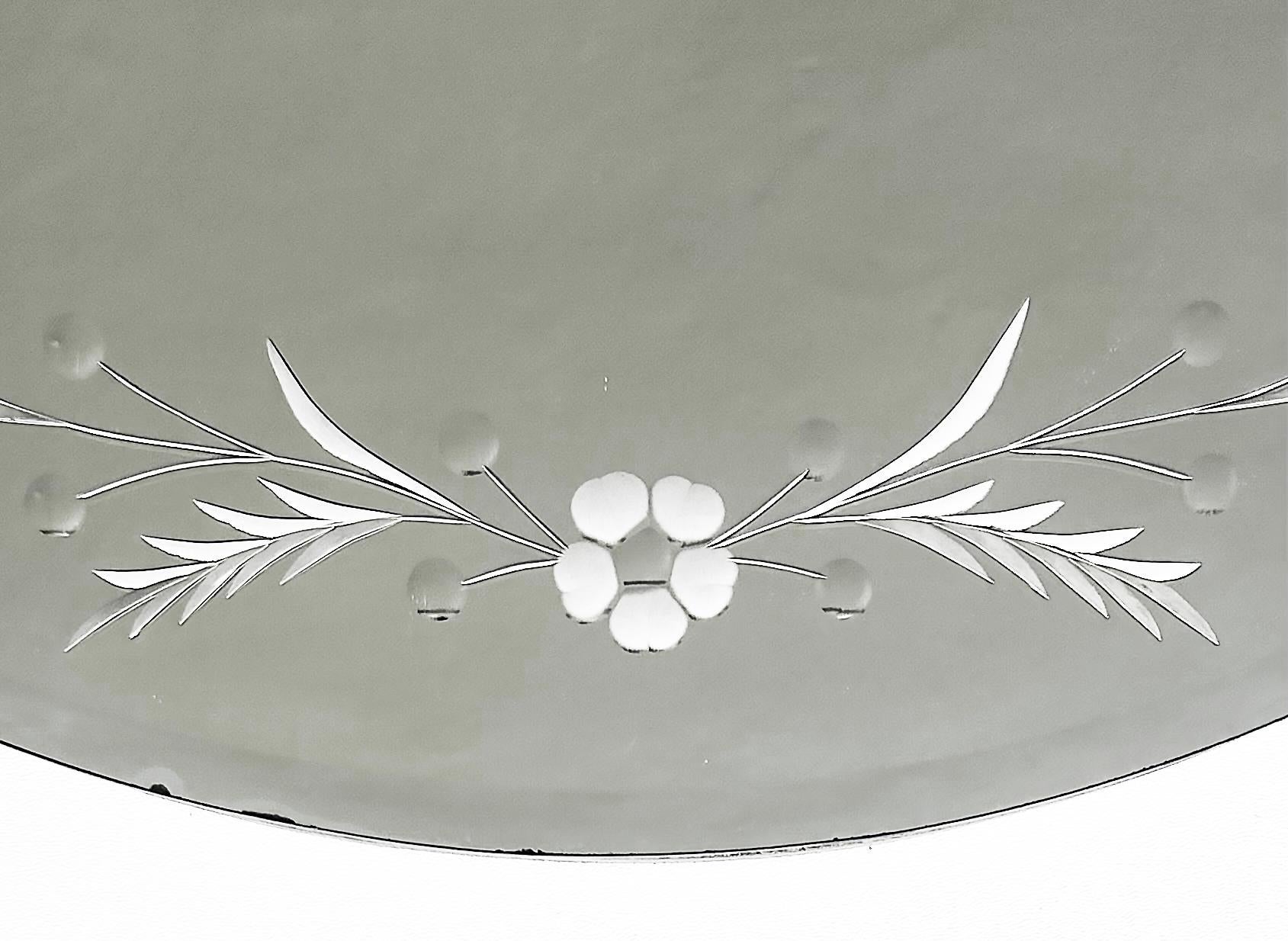 Art Deco Style Round Etched Wheel Cut Glass Mirror c1940

Offered for sale is a lovely round art deco style wheel cut etched glass mirror c1940.  The mirror is wired and ready to hang.
