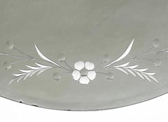 Art Deco Style Round Etched Wheel Cut Glass Mirror c1940