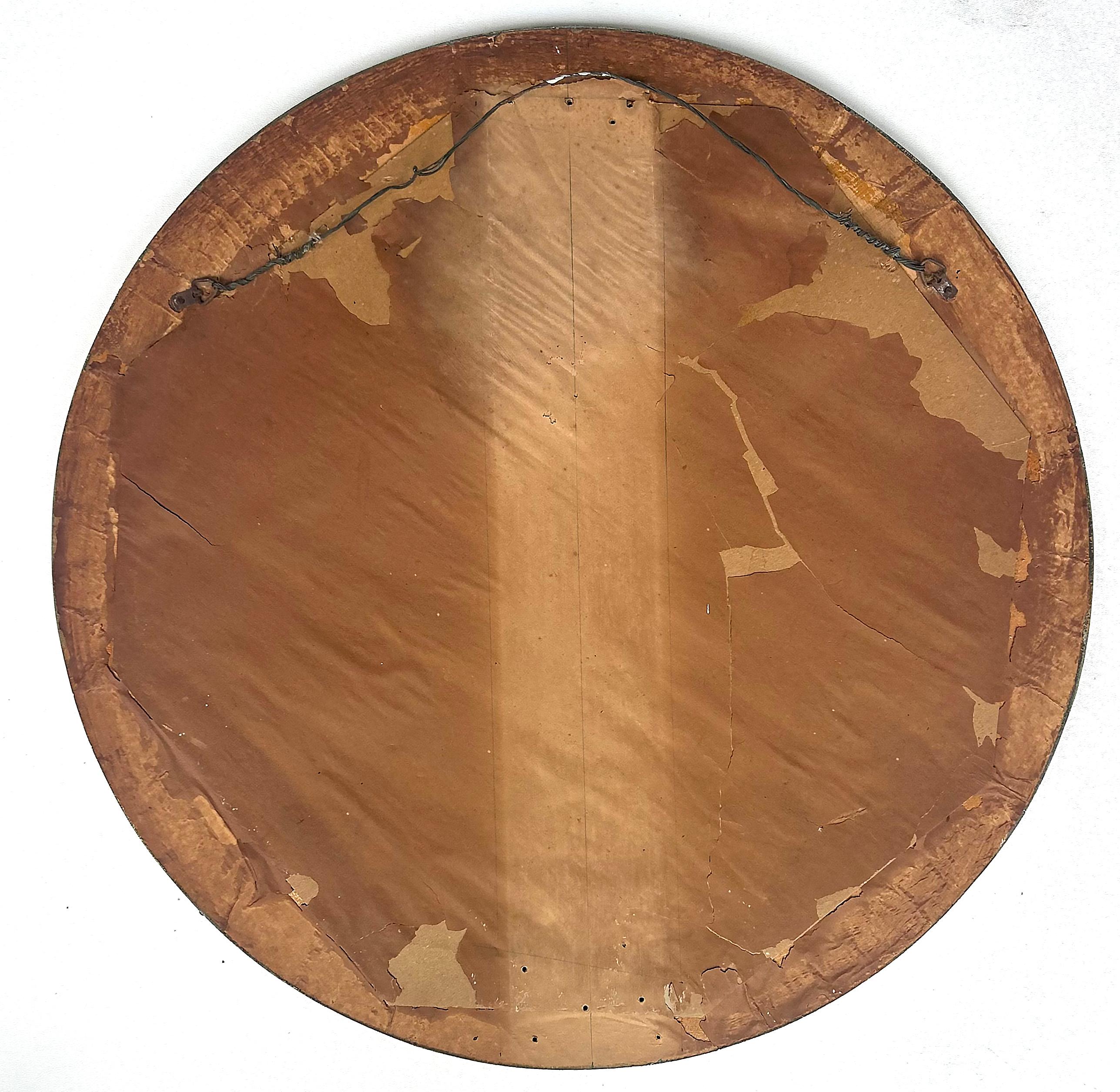 Art Deco Style Round Etched Wheel Cut Glass Mirror c1940 For Sale 1