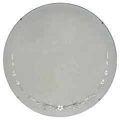 Art Deco Stil Runde geätzte Rad geschliffenem Glas Spiegel c1940