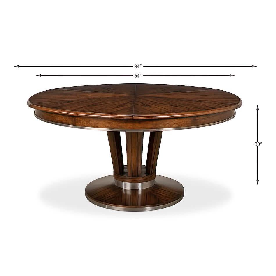 Art Deco Style Round Extending Dining Table, 84 For Sale 2