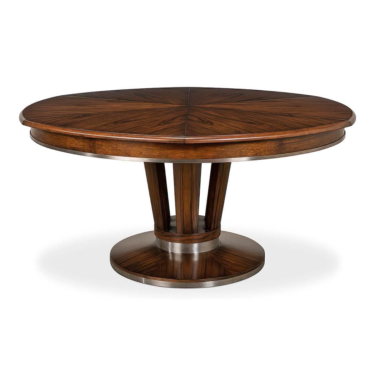 Art Deco Style Round Extending Dining Table, 84 For Sale 3