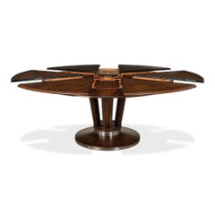 Art Deco Style Round Extending Dining Table, 84