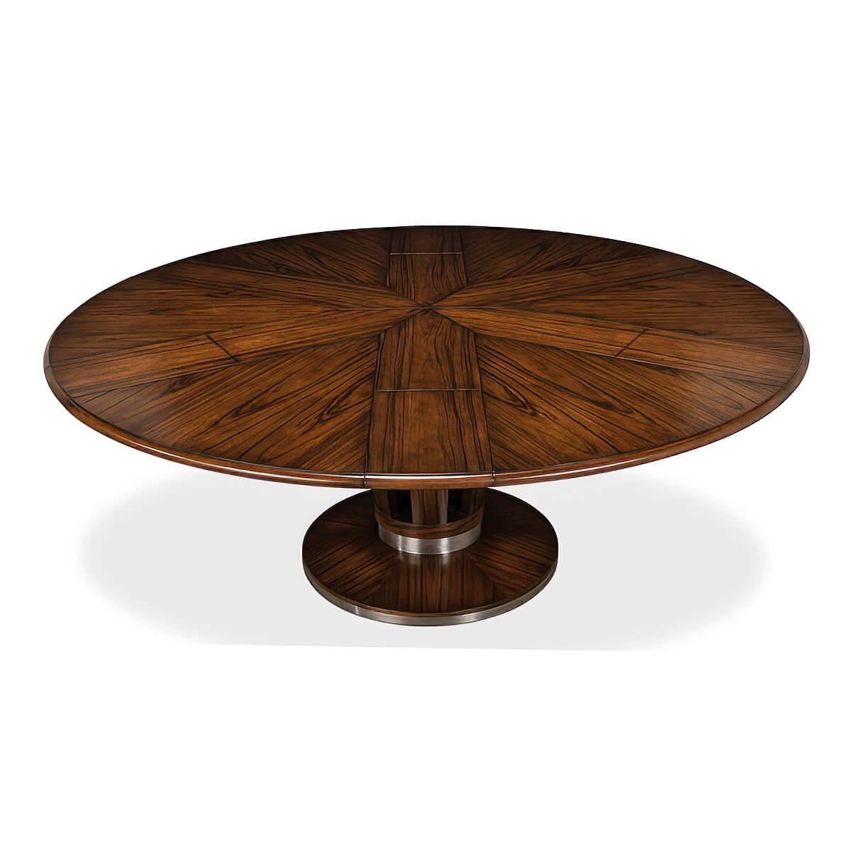 Vietnamese Art Deco Style Round Extending Dining Table, 84 For Sale