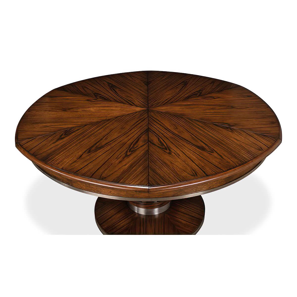 Contemporary Art Deco Style Round Extending Dining Table, 84 For Sale