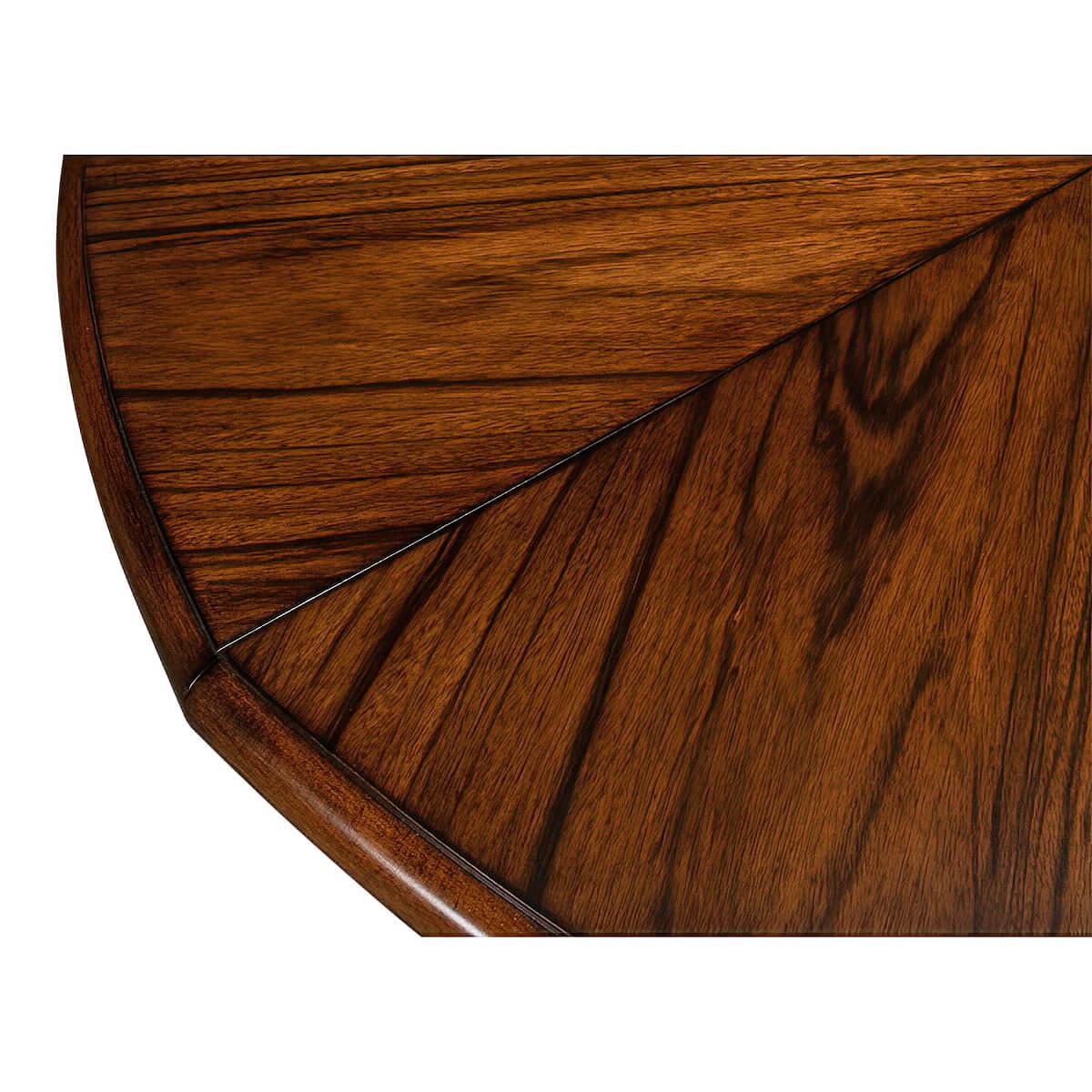 Wood Art Deco Style Round Extending Dining Table, 84 For Sale