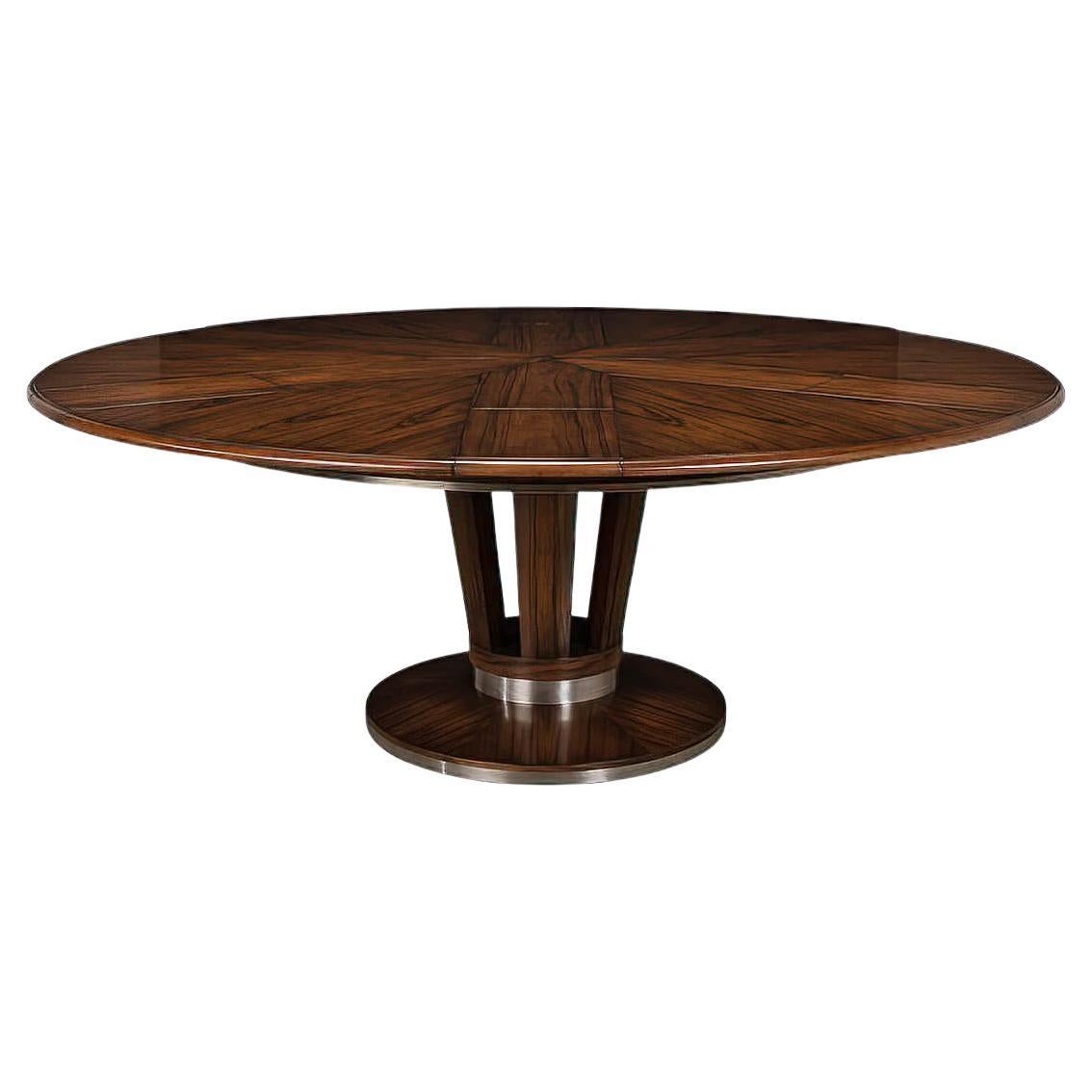 Art Deco Style Round Extending Dining Table, 84