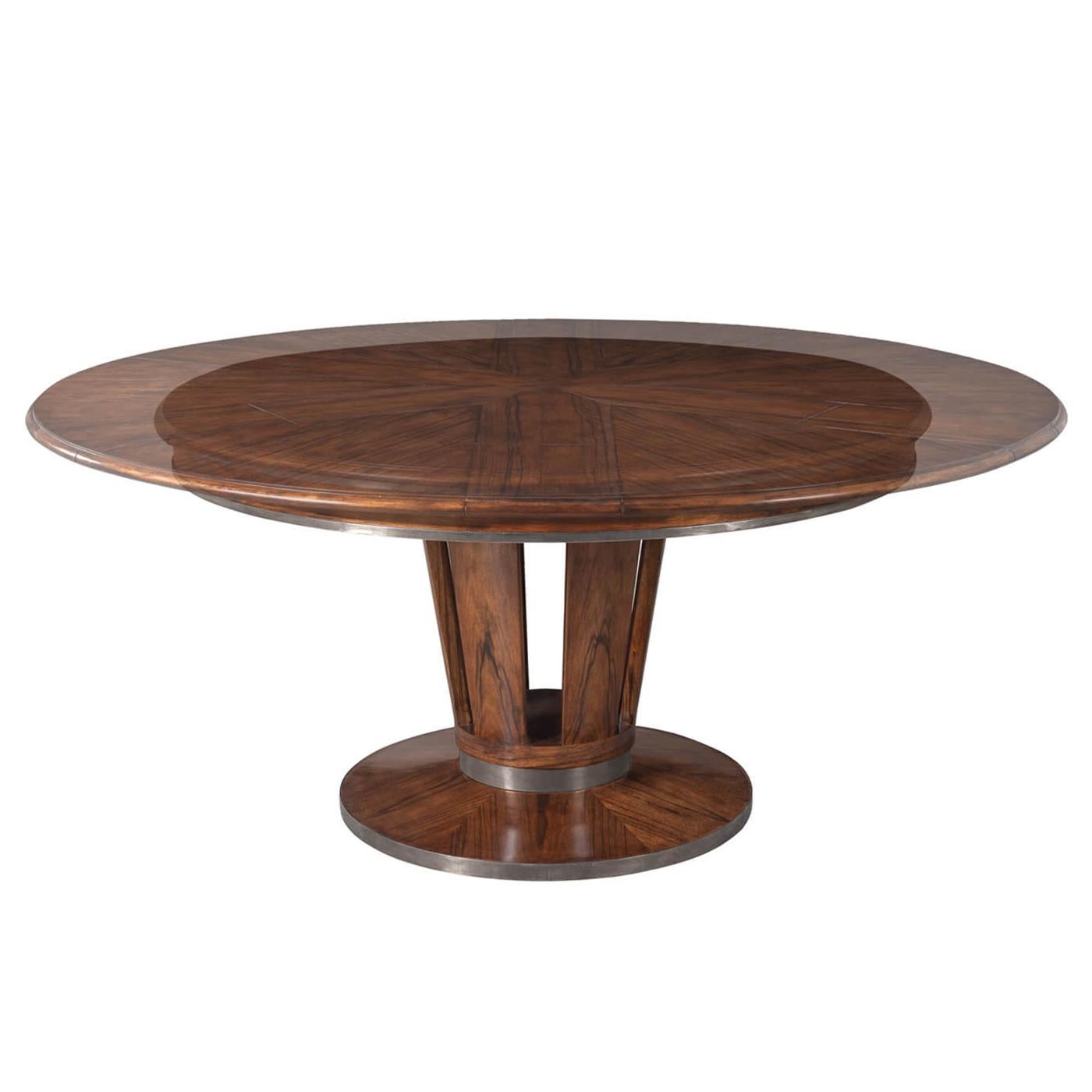 Art Deco Style Round Extending Dining Table In New Condition For Sale In Westwood, NJ