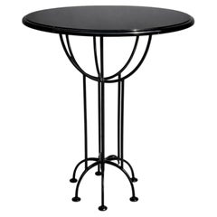 Art Deco Style Round Pedestal Table in High-Gloss Black Lacquer