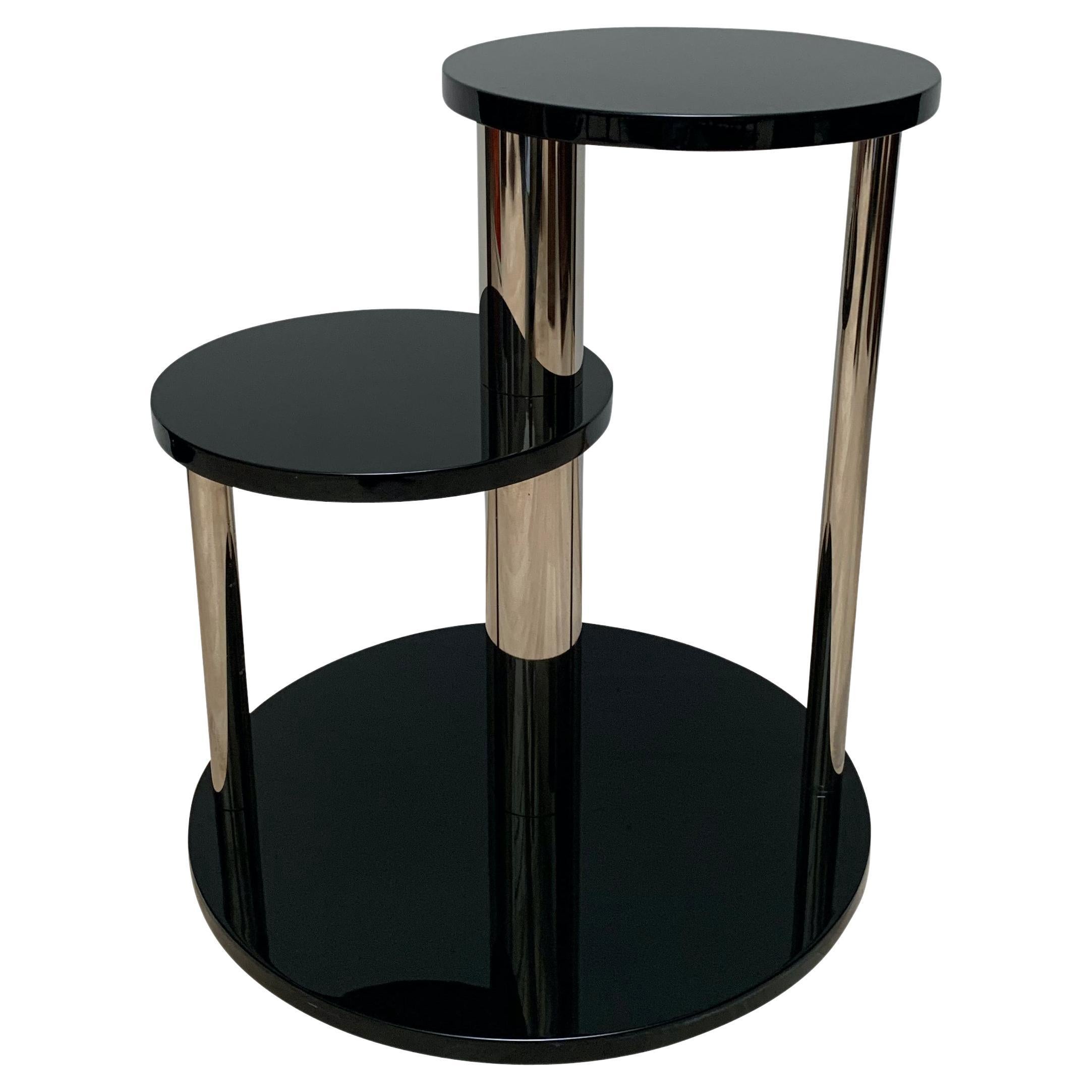 Art Deco Chrome and Mahogany Side Table For Sale at 1stDibs