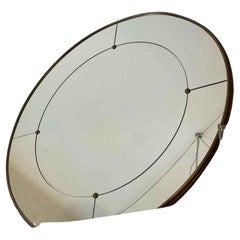 Art Deco style Rounded Brass Frame Vintage effect Mirror with studs and Panels