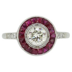 Art Deco Style Ruby and Diamond Target Ring