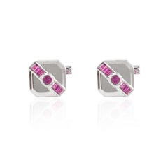 Men’s Designer Cufflinks for Him Pink Sapphire Stone in 925 Sterling Silver