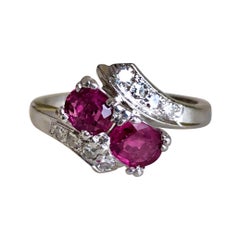 Art Deco Style Ruby Diamond Platinum Engagement Ring