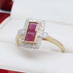 Art Deco Style Ruby & Diamond Ring, New