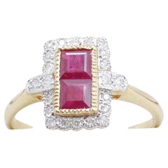 Art Deco Style Ruby & Diamond Ring, New