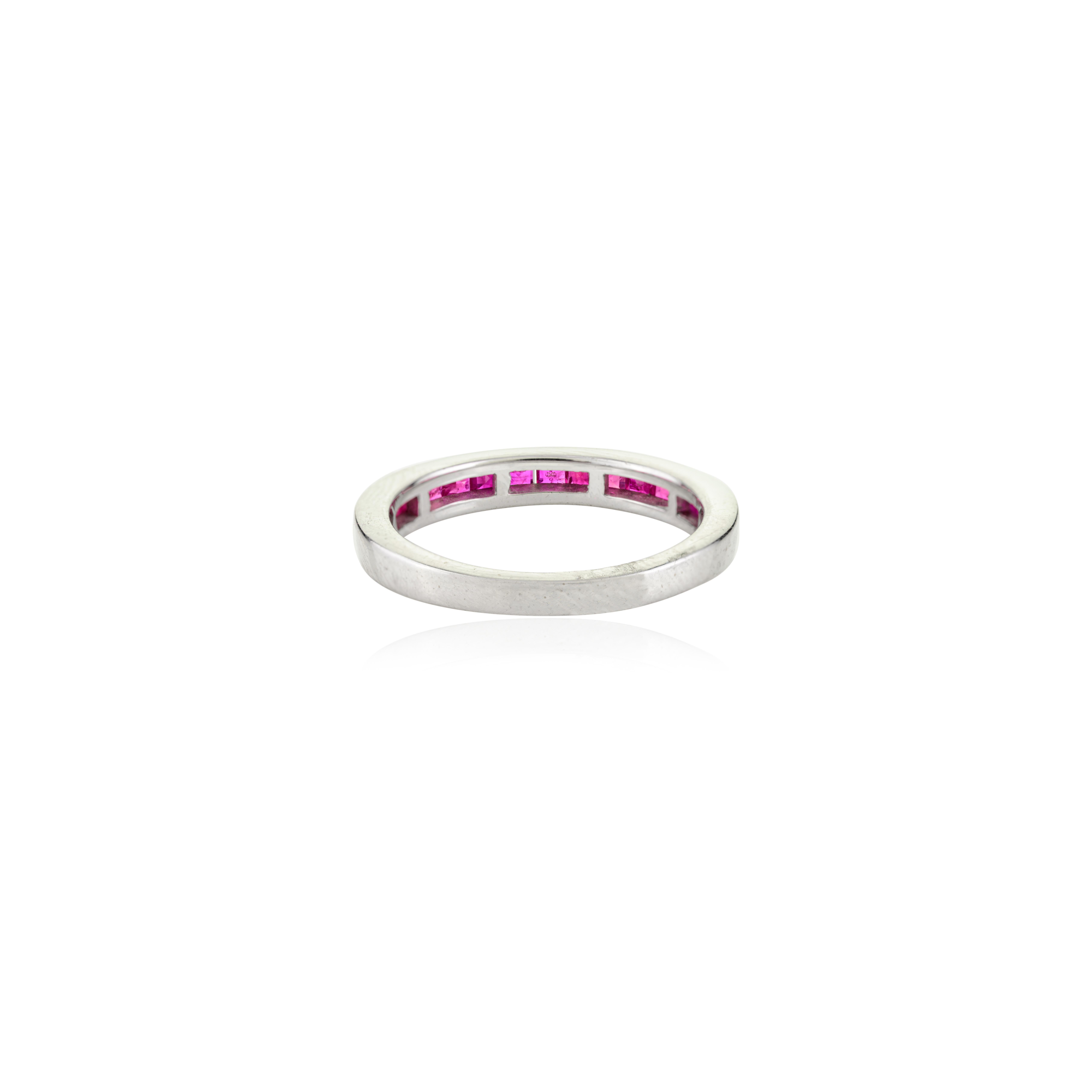 For Sale:  Art Deco Style Ruby July Birthstone Half Band Ring for Women Gift in 925 Silver 6