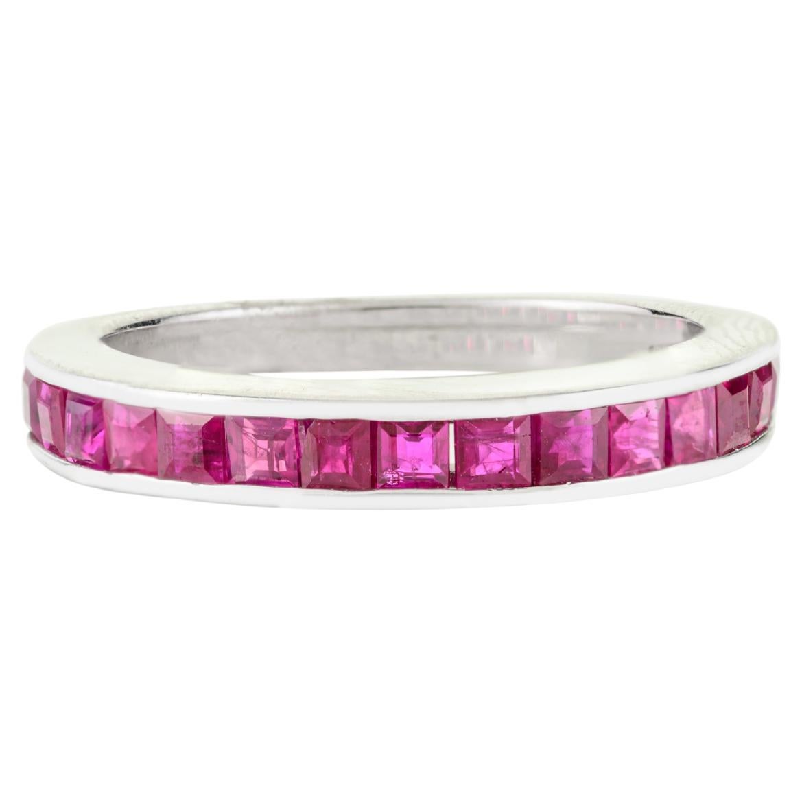 For Sale:  Art Deco Style Ruby July Birthstone Half Band Ring for Women Gift in 925 Silver