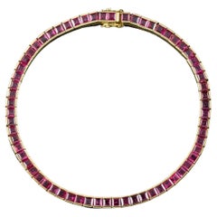 Art Deco Style Ruby Tennis Bracelet 18 Ct Gold 6.5 Ct Total