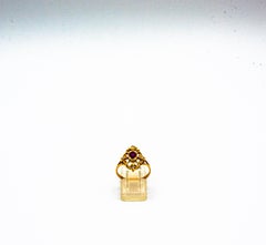 Art Deco Stil Rubin Weiß Brillantschliff Diamant Gelbgold Cocktail Ring